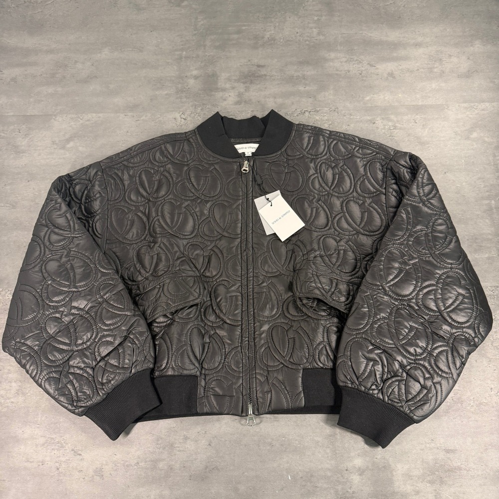 Solid & Striped Jacket Womens M Wayne Black Quilted Bomber Vegan Leather $348